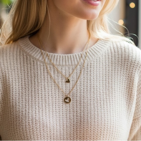 Layered Heart Pendant Necklace Set (Br1313/2)